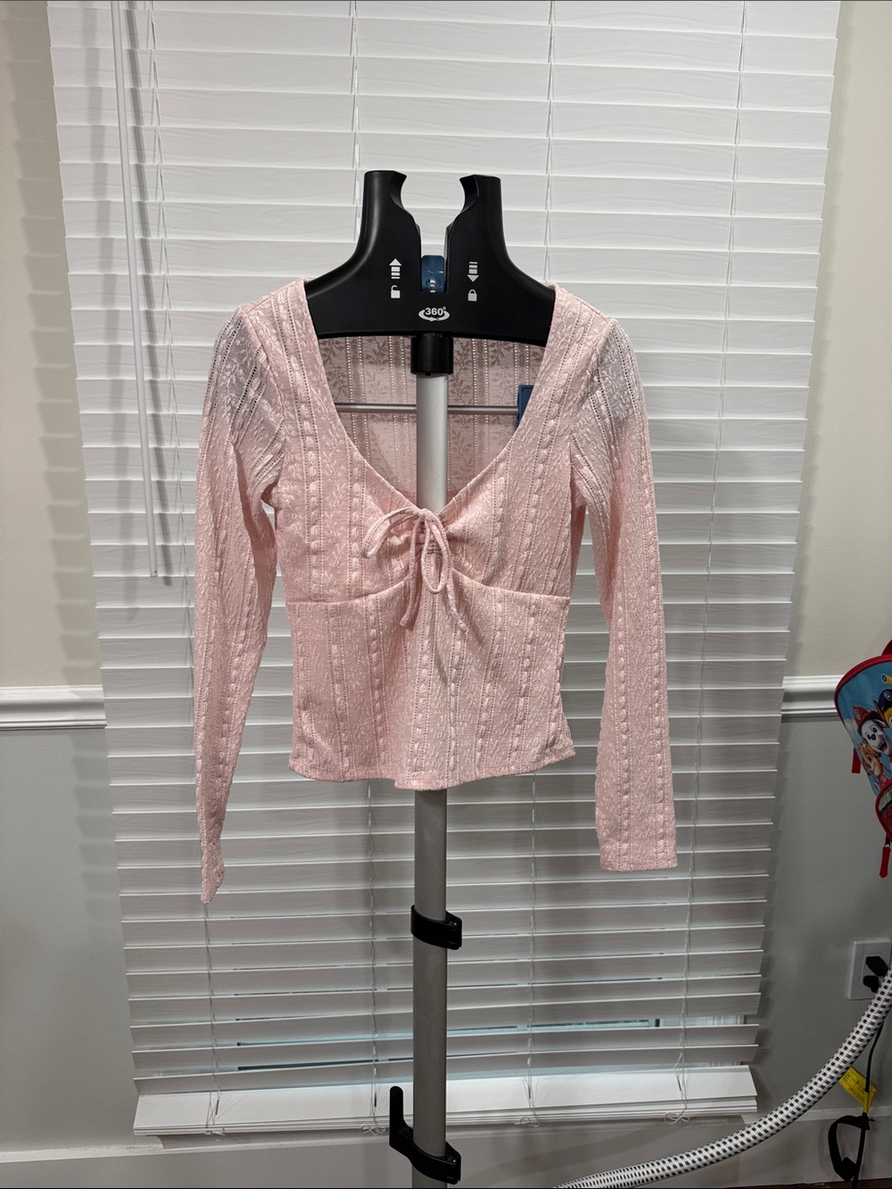 Madden Girl Blush Pink Tie-Front V-Neck Long Sleeve Top